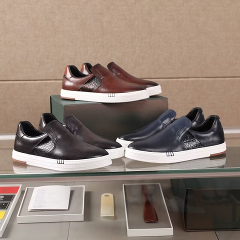 GIÀY BERLUTI Leather Brown Black Blue Slip on shoes