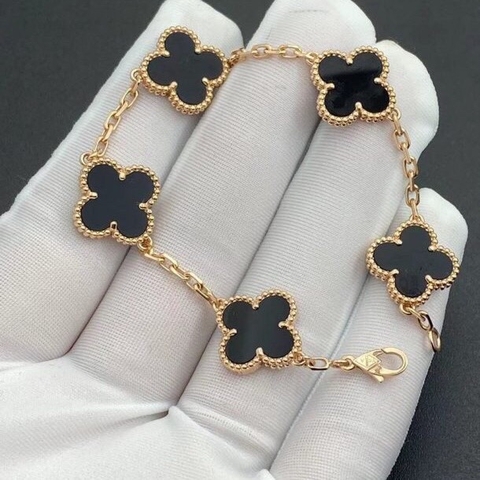 VÒNG ĐEO TAY VAN CLEEF & ARPELS ALHAMBRA ONYX GOLD 18K YELLOW GOLD