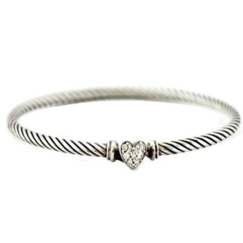 DAVID YURMAN heart cable bracelet sterling silver 925 Italia