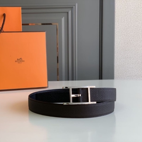 DÂY LƯNG HERMES H Togo leather hai mặt khóa bạc