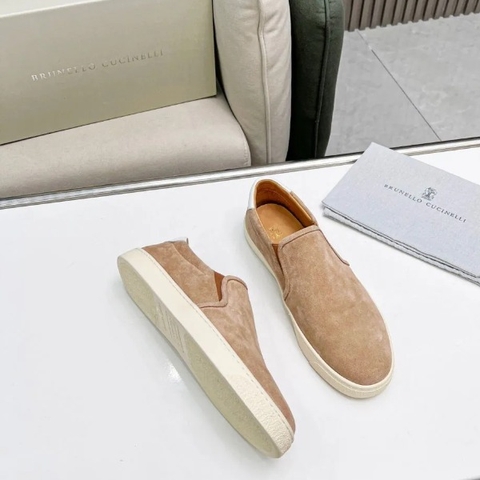 GIÀY BRUNELLO CUCINELLI Suede Light Brown Slip on shoes