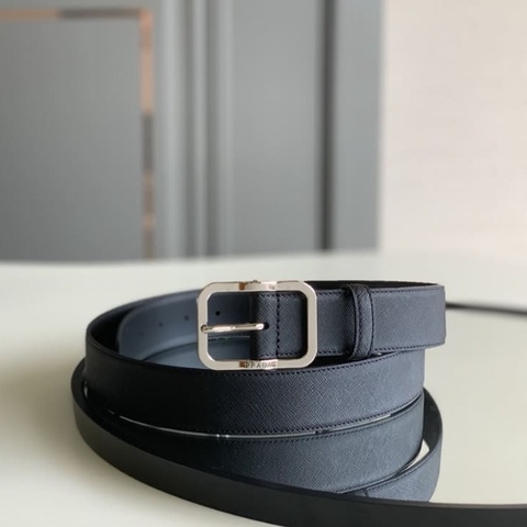 DÂY LƯNG PRADA BLACK SAFFIANO LEATHER Khóa bạc