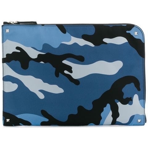 VÍ VALENTINO CAMOUFLAGE ZIPPED LEATHER POUCH