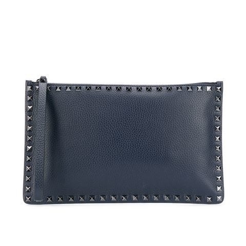 VÍ VALENTINO STUDS ZIPPED LEATHER POUCH