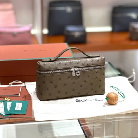 TÚI Loro Piana Women Extra Pocket L27 in Ostrich Leather Deep Green da đà điểu(Gía Liên Hệ)