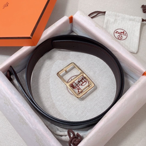 DÂY LƯNG HERMES H Togo leather hai mặt khóa vàng