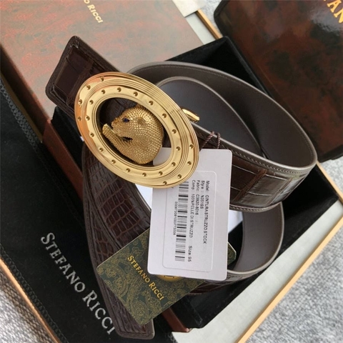 DÂY LƯNG STEFANO RICCI CROCODILE LEATHER DA CÁ SẤU Belt Khóa vàng
