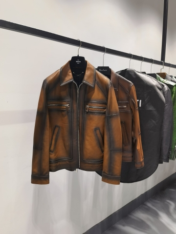 ÁO BERLUTI LEATHER JACKET COGNAC
