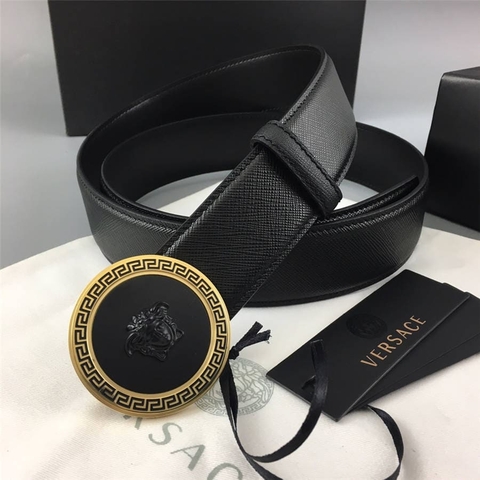 DÂY LƯNG VERSACE MEDUSA HEAD CIRCLE CALFSKIN LEATHER Khóa vàng