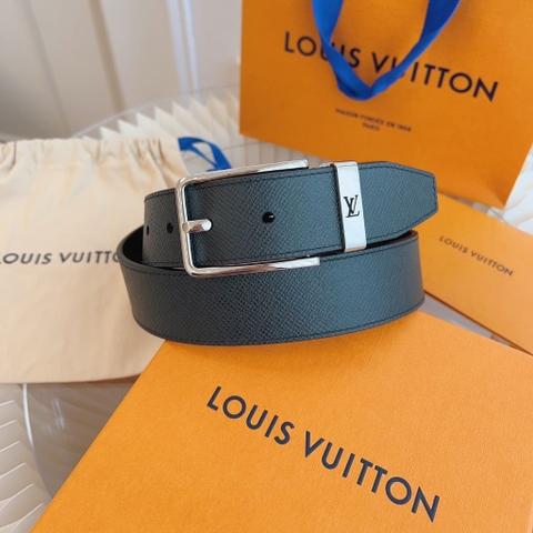 DÂY LƯNG LOUIS VUITTON SQUARE BLACK EPSOM LEATHER Khóa bạc