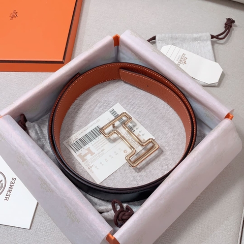 DÂY LƯNG HERMES H Togo leather hai mặt khóa vàng
