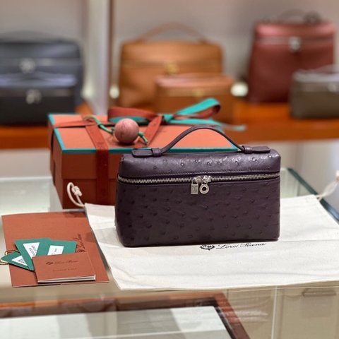 TÚI Loro Piana Women Extra Pocket L27 in Ostrich Leather Purple da đà điểu(Gía Liên Hệ)
