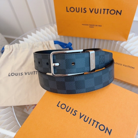 DÂY LƯNG LOUIS VUITTON BLACK MONOGRAM LEATHER Khóa bạc