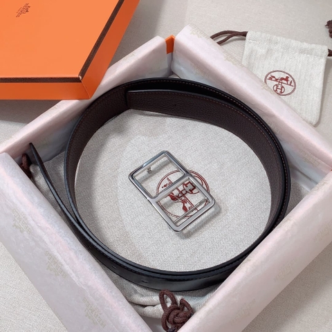 DÂY LƯNG HERMES H Togo leather hai mặt khóa bạc
