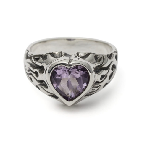THE Flaming Heart Gem Ring silver sterling 925 Italia