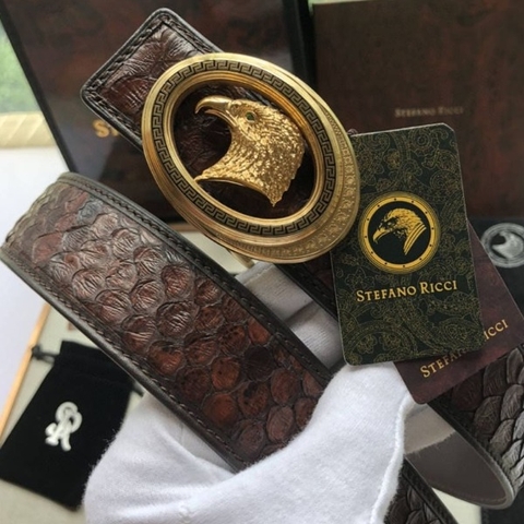 DÂY LƯNG STEFANO RICCI PYTHON LEATHER DA TRĂN Belt Khóa vàng