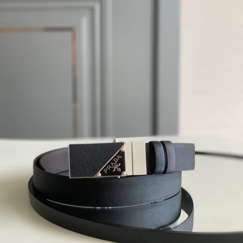 DÂY LƯNG PRADA BLACK SAFFIANO LEATHER Khóa da