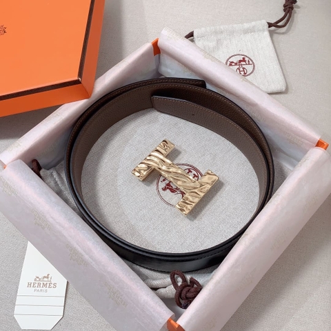 DÂY LƯNG HERMES H Togo leather hai mặt khóa vàng