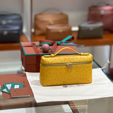 TÚI Loro Piana Women Extra Pocket L27 in Ostrich Leather Yellow da đà điểu(Gía Liên Hệ)