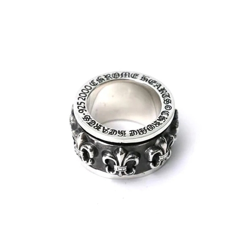 NHẪN CHROME HEARTS HOA VĂN QUÂN ĐỘI PHONG CÁCH PUNK Bạc S925