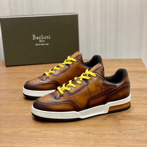 GIÀY BERLUTI BROWN LEATHER SNEAKER SHOES AAA