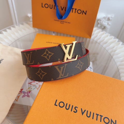 DÂY LƯNG LOUIS VUITTON RED BROWN MONOGRAM LEATHER Khóa vàng