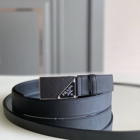 DÂY LƯNG PRADA BLACK SAFFIANO LEATHER Khóa da