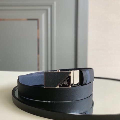 DÂY LƯNG PRADA BLACK SAFFIANO LEATHER Khóa da
