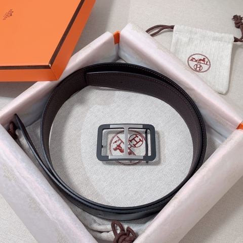 DÂY LƯNG HERMES H Togo leather hai mặt khóa bạc