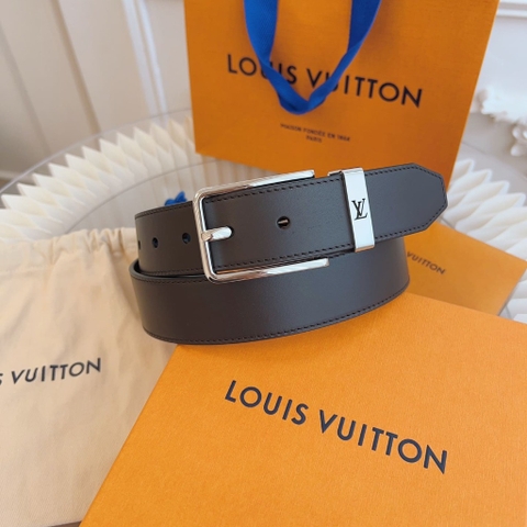 DÂY LƯNG LOUIS VUITTON SQUARE MAROON CALFSKIN LEATHER Khóa bạc