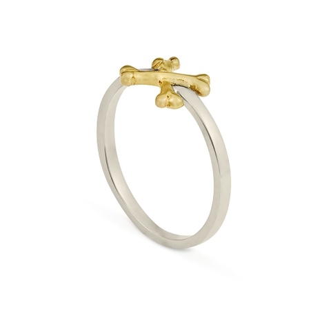 THE Crossbones Gold 10K rings ft sterling silver 925 Italia