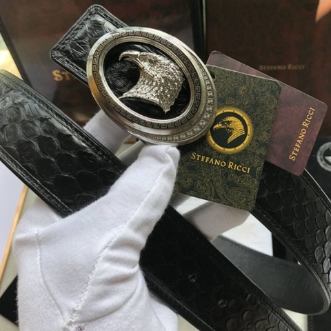 DÂY LƯNG STEFANO RICCI PYTHON LEATHER DA TRĂN Belt Khóa bạc
