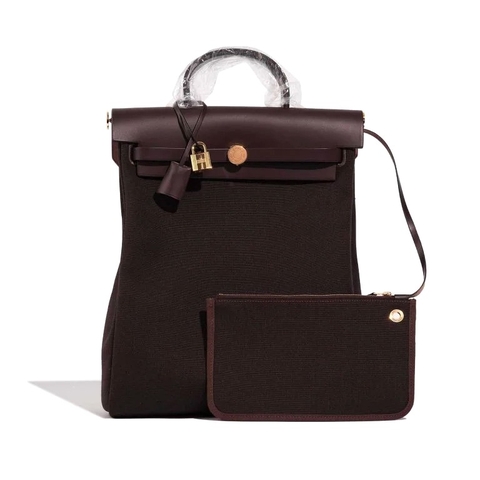 TÚI Hermès Herbag Backpack Toile Vache Hunter Ebene