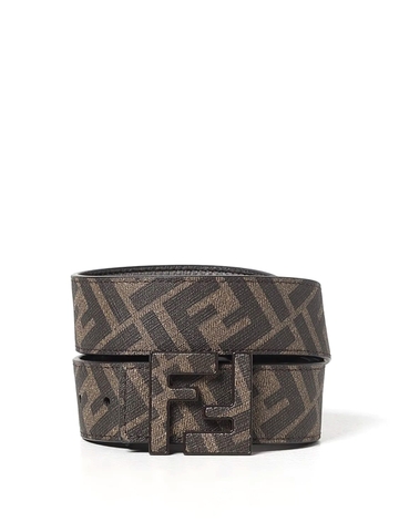 DÂY LƯNG FENDI grained leather and jacquard FF monogram