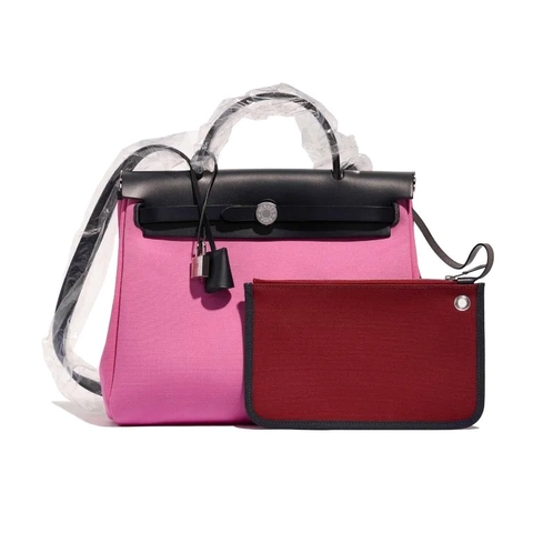 TÚI Hermès Herbag 31 Vache Hunter Toile Bubblegum Rubis Blue Indigo