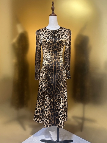 VÁY DOLCE & GABBANA Leopard Print Party Long Dress High Classy