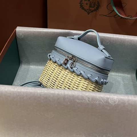 TÚI Loro Piana Women Extra Pocket Cross Body Wicker bằng da bê kết hợp tre đan