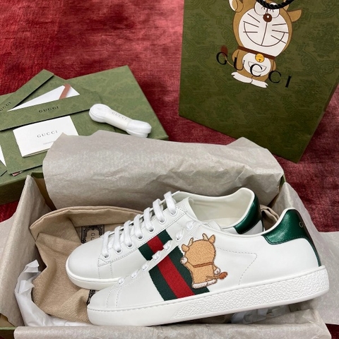 GIÀY GUCCI Leather Ace Sneakers Doraemon White