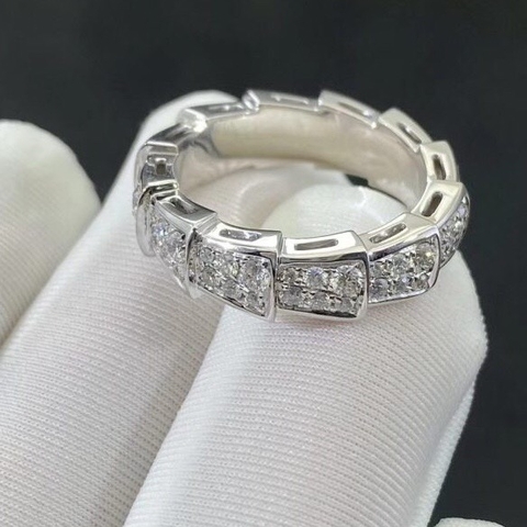 NHẪN BVLGARI SERPENTI VIPER RING WITH FULL DIAMOND WHITE GOLD 18K