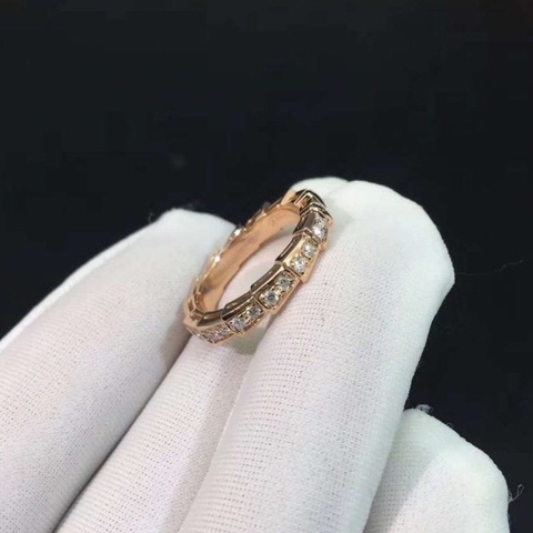 NHẪN BVLGARI SERPENTI WEDDING BAND RING WITH DIAMOND ROSE GOLD 18K