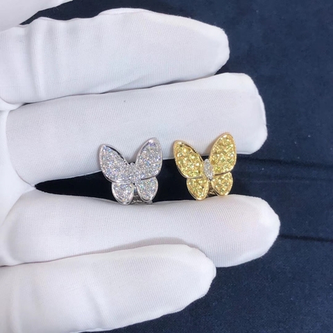 HOA TAI  Van Cleef & Arpels Diamond Yellow Sapphire Two Butterfly Earring 18K GOLD
