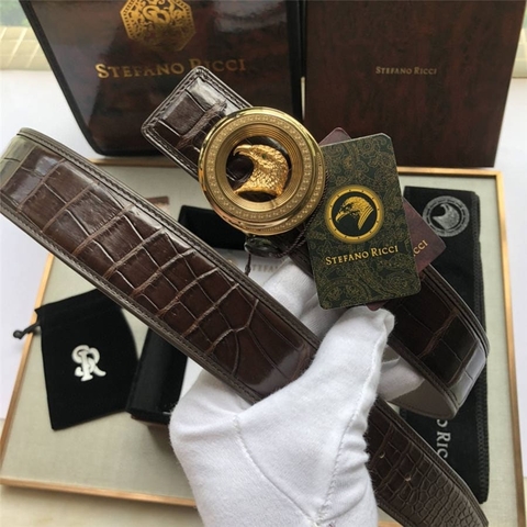 DÂY LƯNG STEFANO RICCI CROCODILE LEATHER DA CÁ SẤU Belt Khóa vàng