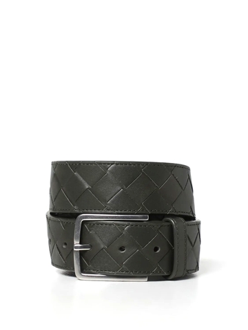 DÂY LƯNG BOTTEGA VENETA Olive Intrecciato leather belt