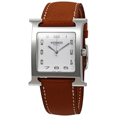 ĐỒNG HỒ HERMES H Hour White Dial Brown Leather Ladies Watch