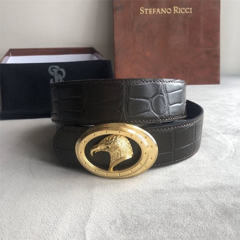 DÂY LƯNG STEFANO RICCI CROCODILE LEATHER DA CÁ SẤU Belt Khóa vàng