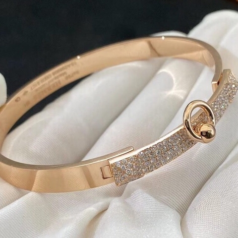 VÒNG TAY HERMES PARIS COLLIER DE CHIEN DIAMOND ROSE GOLD 18K