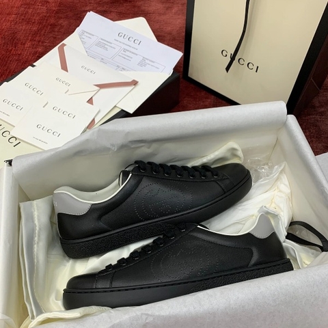 GIÀY GUCCI Leather Ace Sneakers Interlocking GG Black