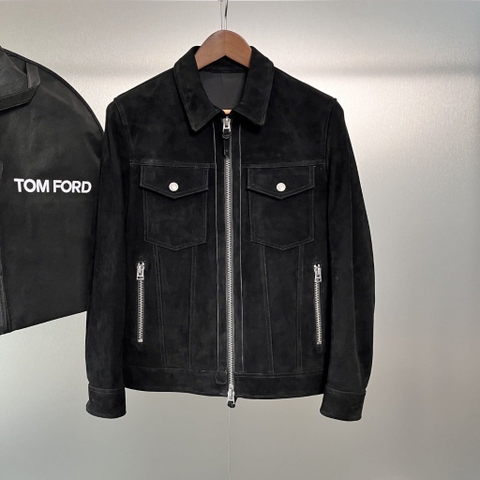 ÁO TOM FORD BLACK SUEDE LEATHER JACKET