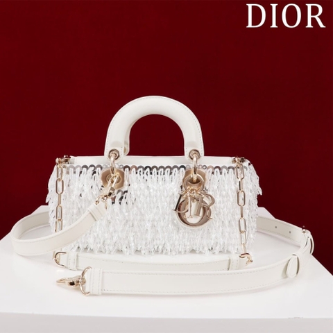 TÚI CHRISTIAN DIOR Lady-Joy embroiders tattered hạt cườm trắng