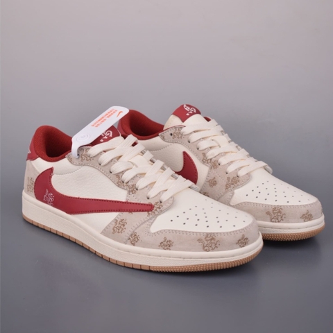 GIÀY TRAVIS SCOTT X AIR JORDAN 1 LOW PHIÊN BẢN GIỚI HẠN NĂM NGỰA ĐỎ BE TOP QUALITY SHOES AAA